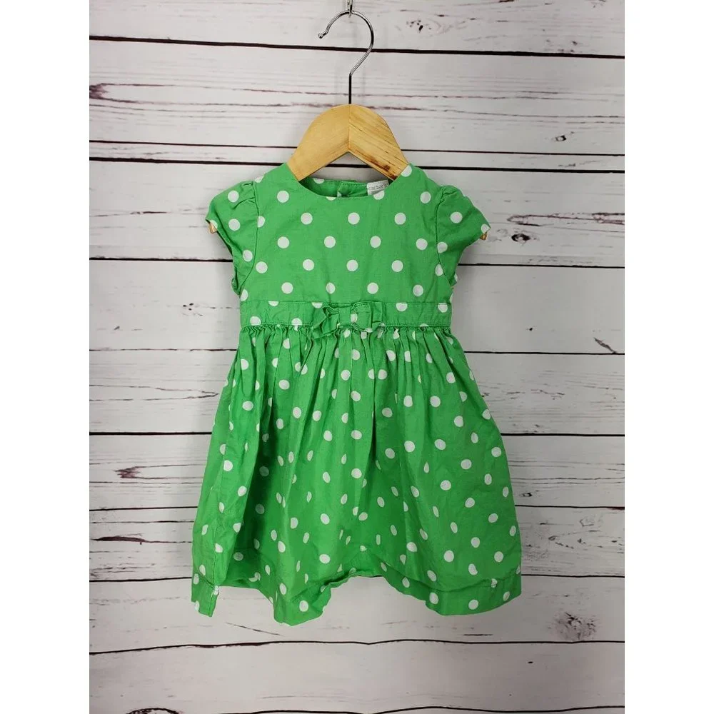 Carters 18 month Green white‎ Polka dot 2 piece toddler Dress